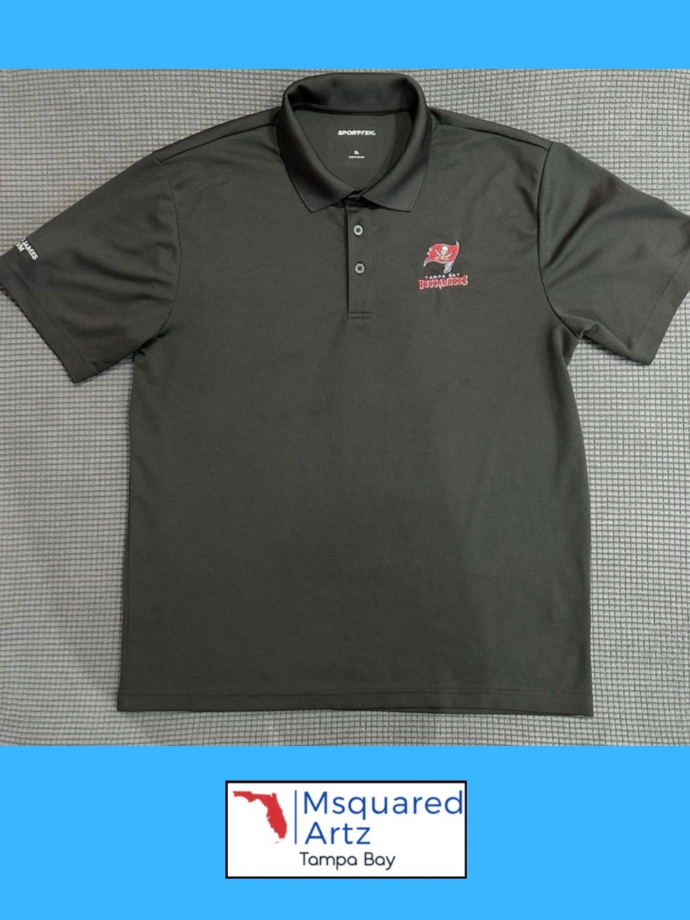 Sport-Tek Tampa Bay Buccaneers Polo Shirt Mens XL Black Performance NFL Top